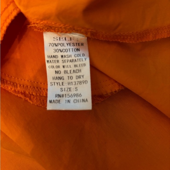 Bold Orange Puff Sleeve Babydoll Mini Dress - Picture 4 of 6